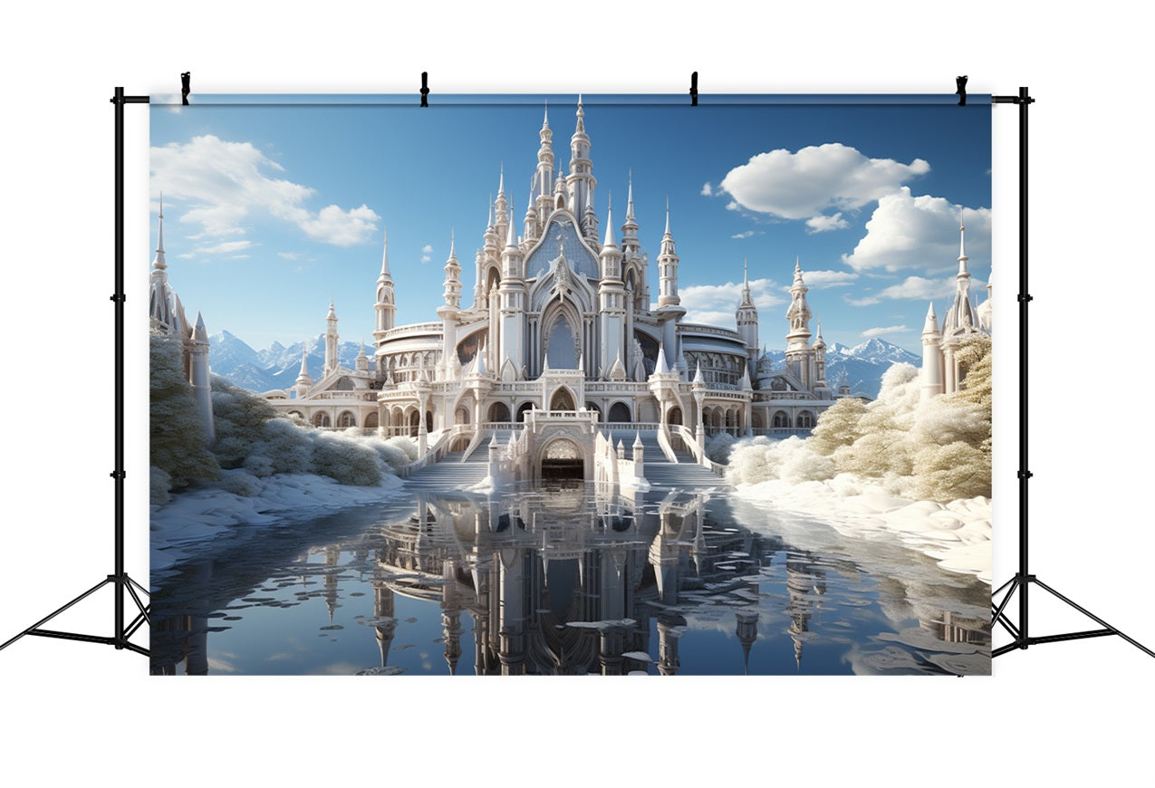 Toile de fond Grand château blanc reflets glacés BRP10-40