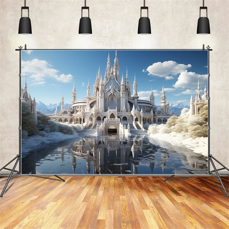 Toile de fond Grand château blanc reflets glacés BRP10-40