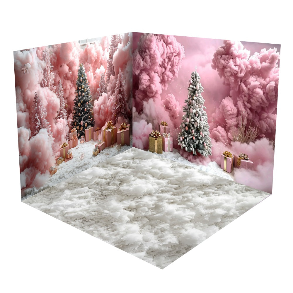Ensemble de Salle Arbres de Noël Roses avec Nuages et Cadeaux BRP10-440