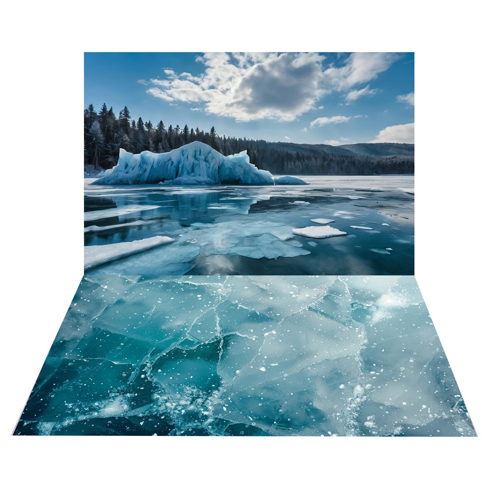 Toile de Fond de Champ de Glace Hivernal + Sol de Lac Gelé BRP10-460