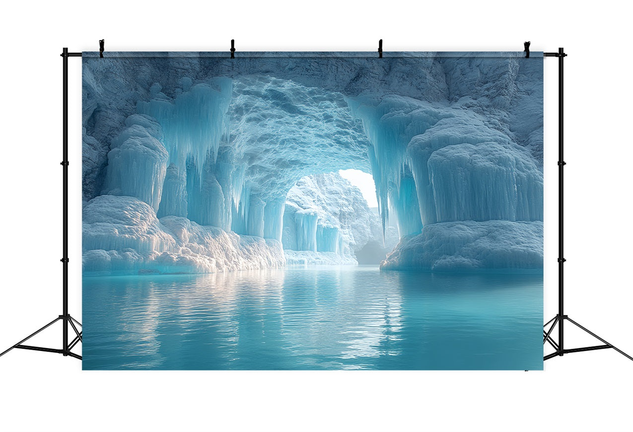Toile de fond Grotte de glace glaciale cristaux et stalactites BRP10-50