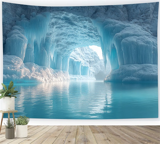 Toile de fond Grotte de glace glaciale cristaux et stalactites BRP10-50