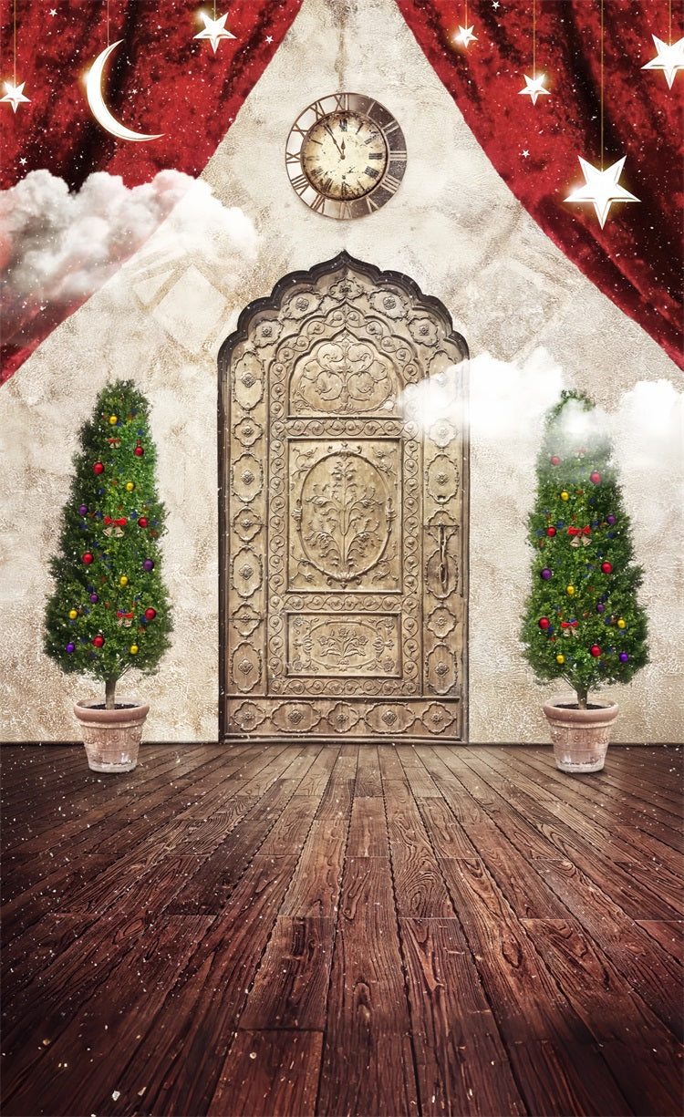 Mur-à-Sol Toile de Fond Porte de Nuit Réveillon de Noël BRP10-533