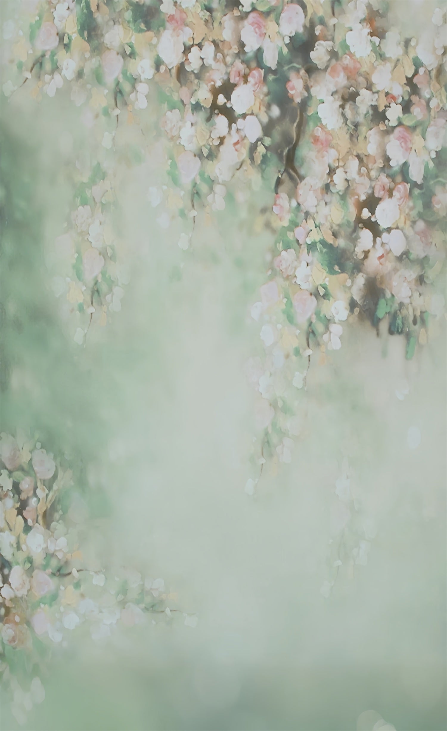 Mur-à-Sol Toile de Fond Pétales de Fleurs Vert Doux BRP10-539