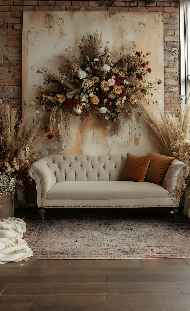 Mur-à-Sol Toile de Fond Mur Boho Floral Canapé BRP10-565