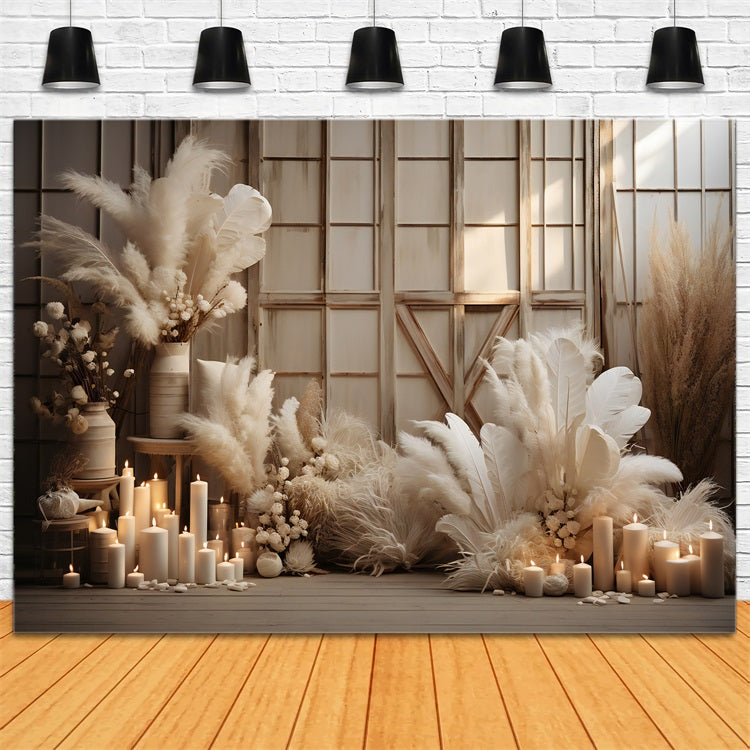 Toile De Fond Boho Décor Plume De Pampa BRP10-575