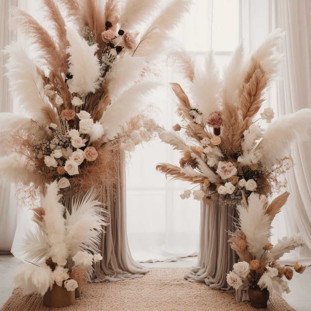 Toile De Fond Boho Idées Drapés Roses De Pampa BRP10-576