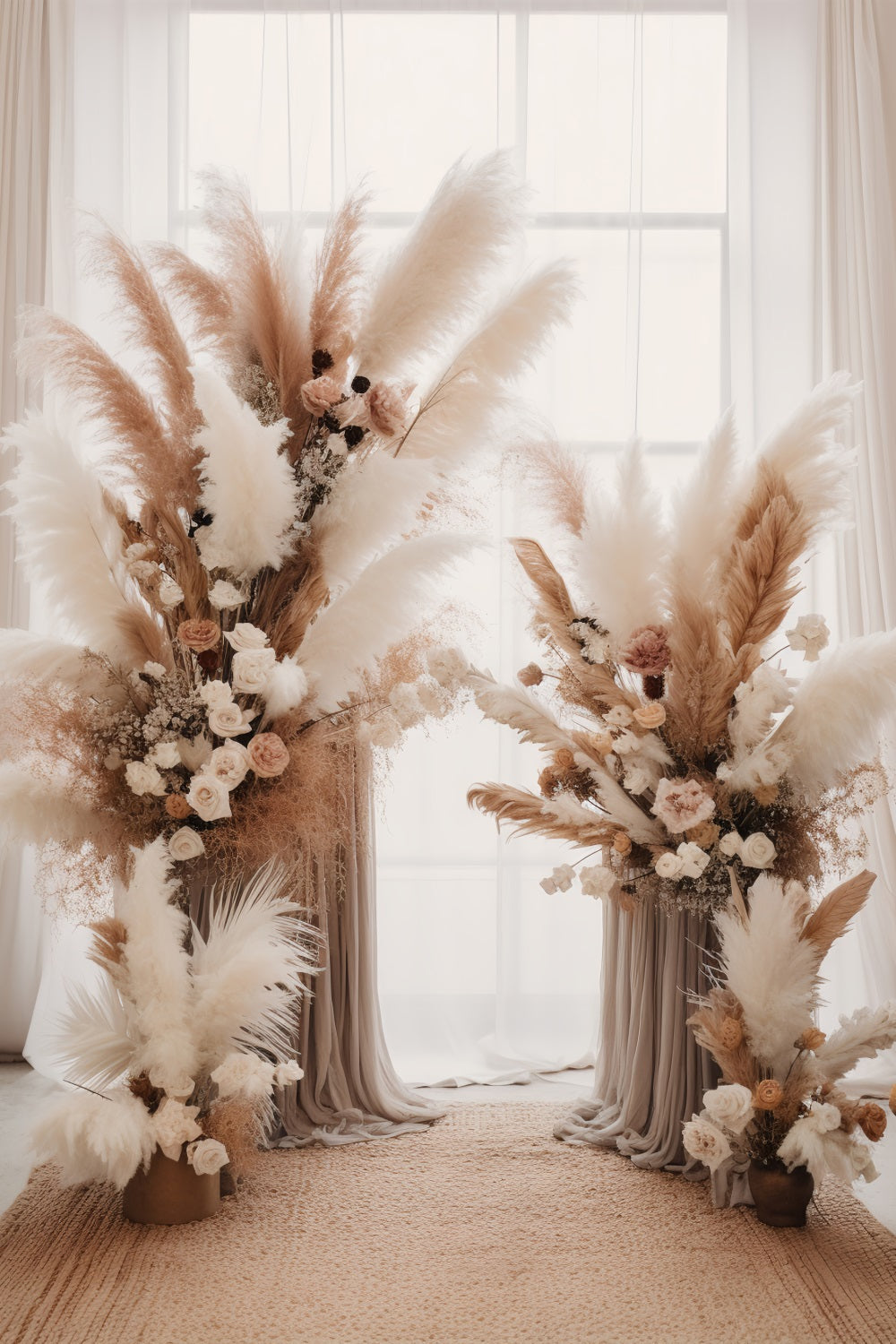 Toile De Fond Boho Idées Drapés Roses De Pampa BRP10-576