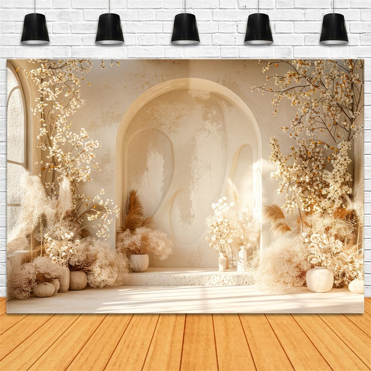 Toile de fond Arche florale chaude pampas Boho BRP10-58