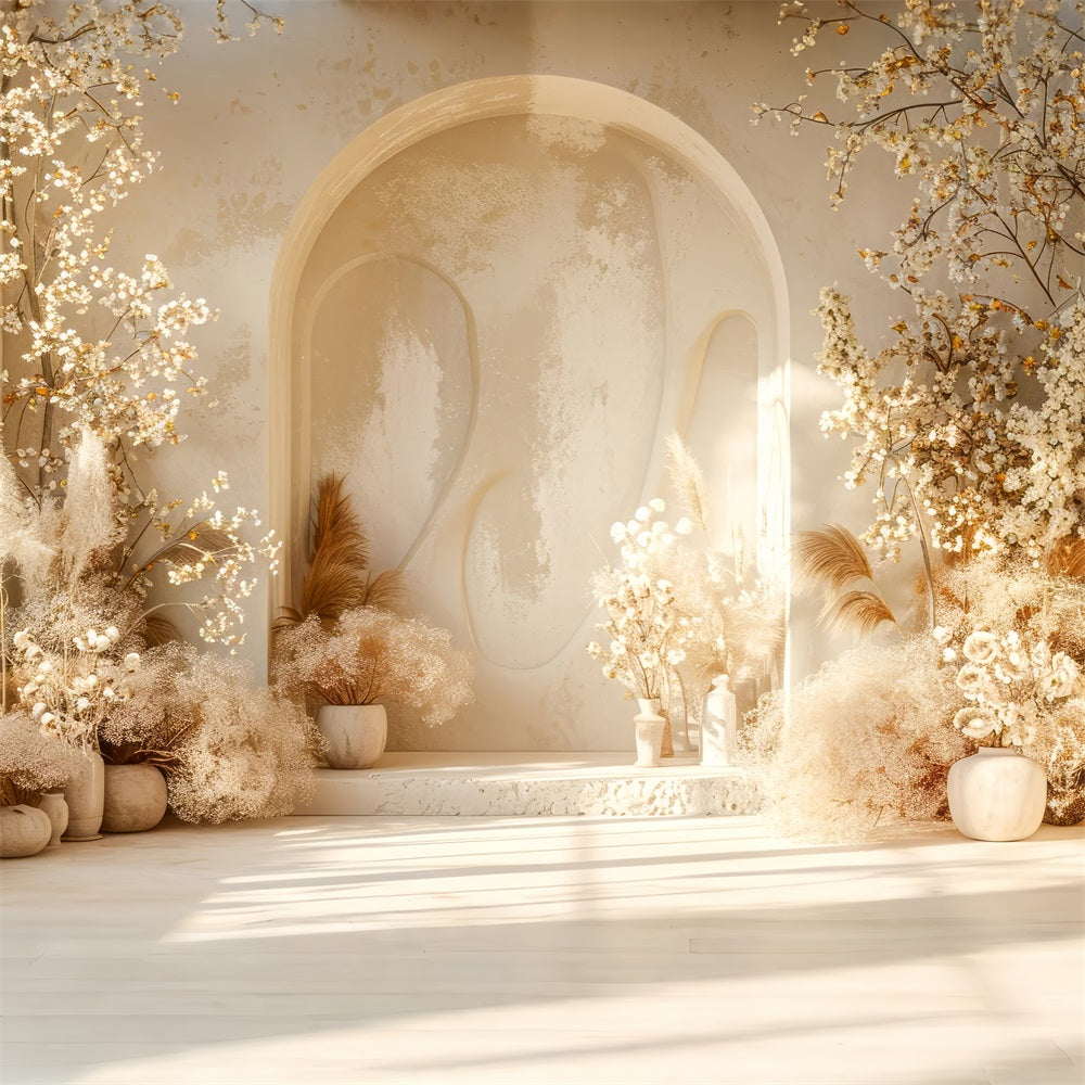 Toile de fond Arche florale chaude pampas Boho BRP10-58