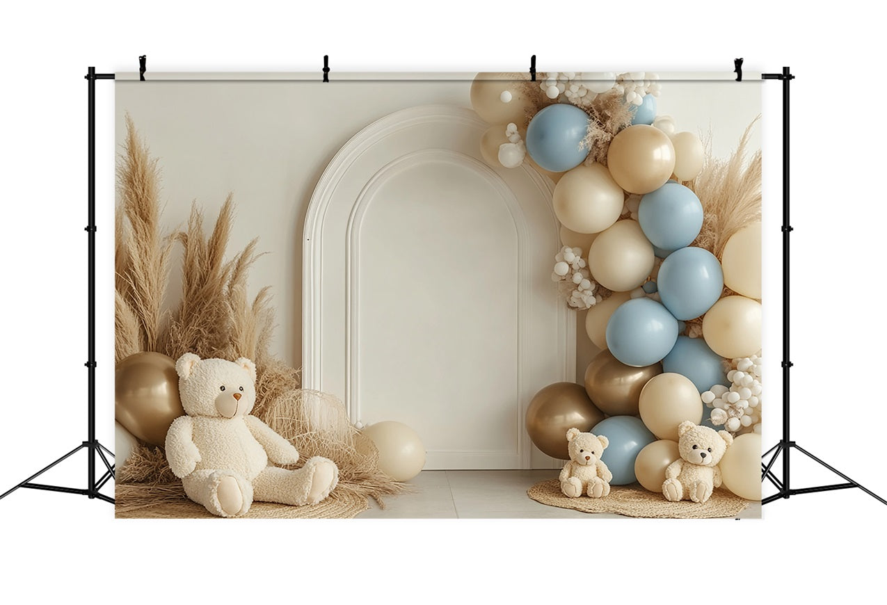 Toile De Fond Boho Arche De Ballons Ours Pampas BRP10-581