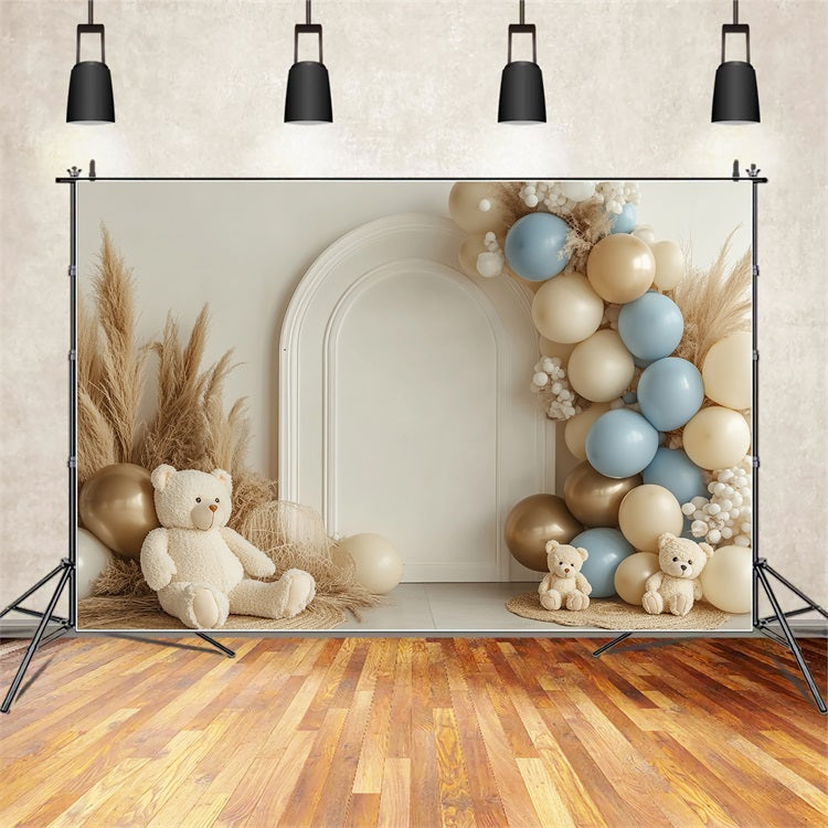 Toile De Fond Boho Arche De Ballons Ours Pampas BRP10-581