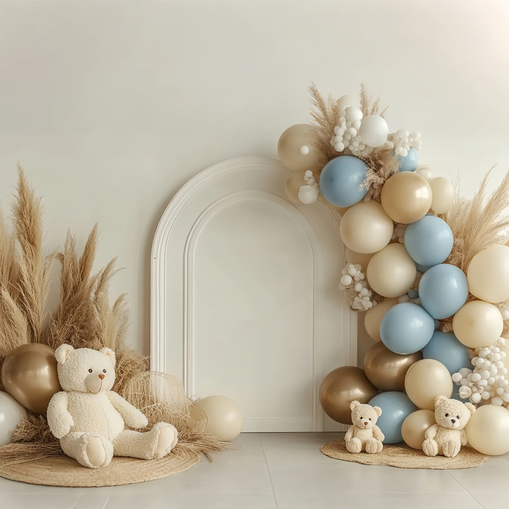 Toile De Fond Boho Arche De Ballons Ours Pampas BRP10-581