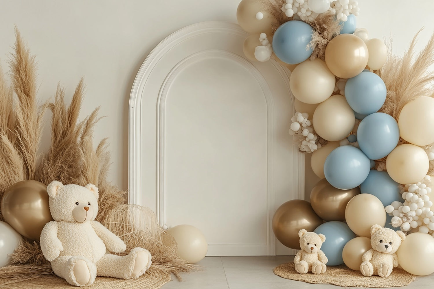 Toile De Fond Boho Arche De Ballons Ours Pampas BRP10-581