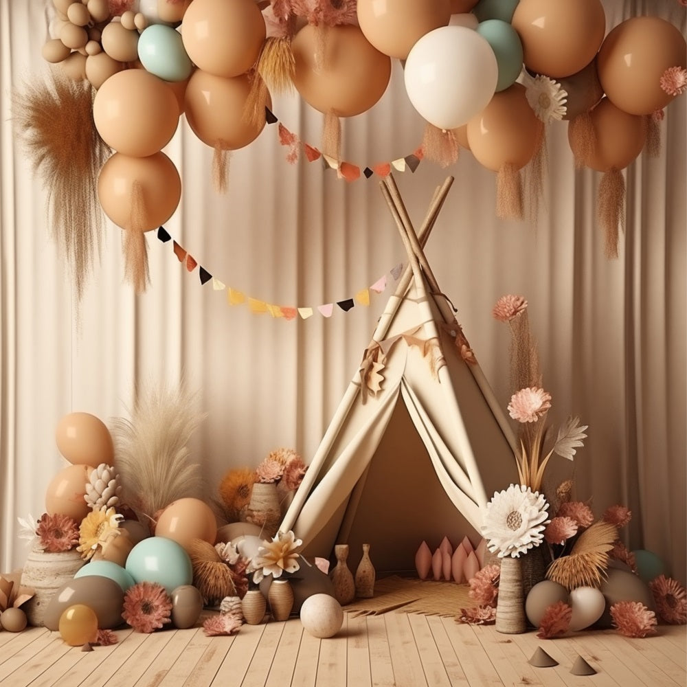 Toile De Fond Boho Tipi Fête Ballons BRP10-597
