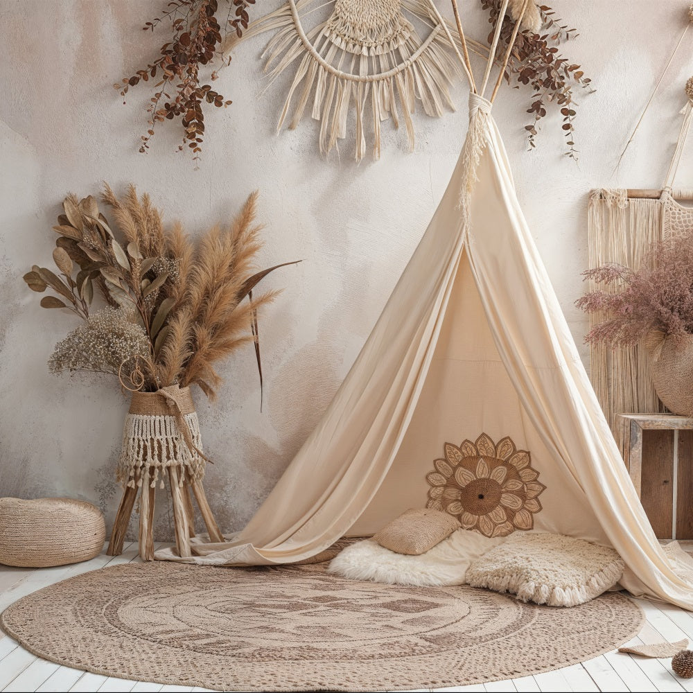 Toile De Fond Bohémien Tipi Détails Macramé BRP10-598
