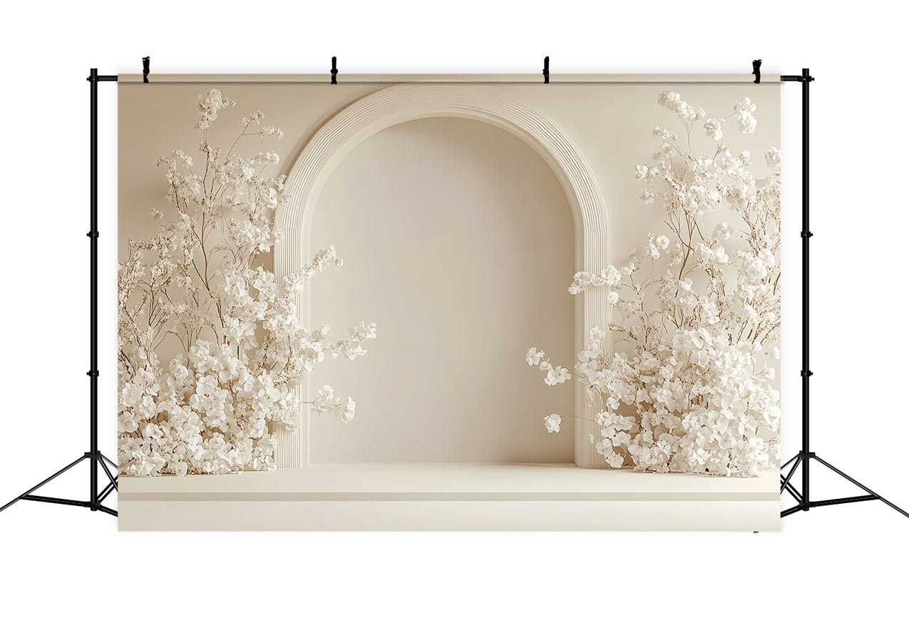 Toile De Fond Simple Bohémien Fleurs Blanches Arquées BRP10-600