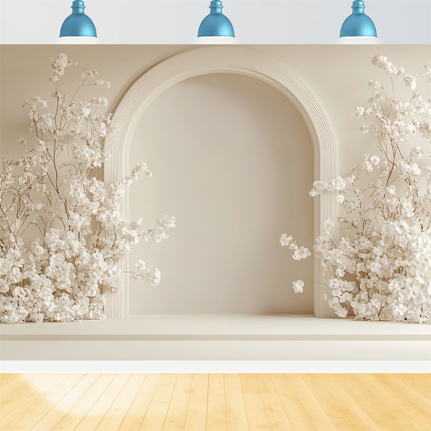 Toile De Fond Simple Bohémien Fleurs Blanches Arquées BRP10-600