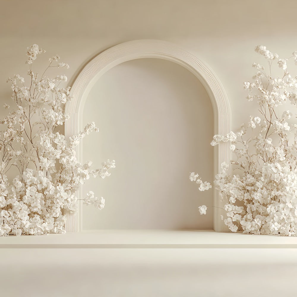 Toile De Fond Simple Bohémien Fleurs Blanches Arquées BRP10-600