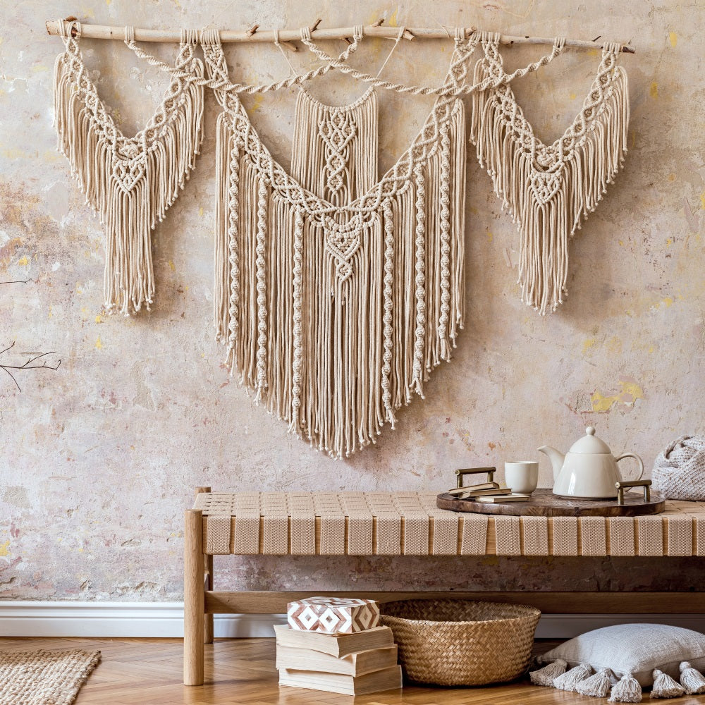 Toile De Fond Bohémien Décor Murale Accrochage Macramé BRP10-608