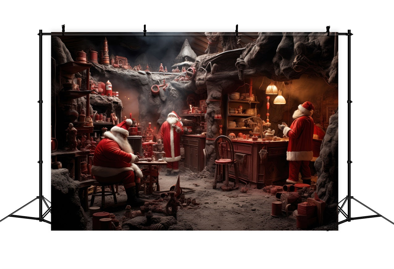 Toile De Fond Noël Atelier Du Père Noël Arbre Photographie BRP10-618