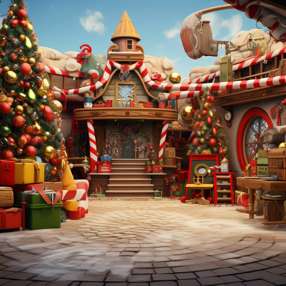 Toile De Fond Noël Atelier Du Père Noël Préparations Photographie BRP10-623