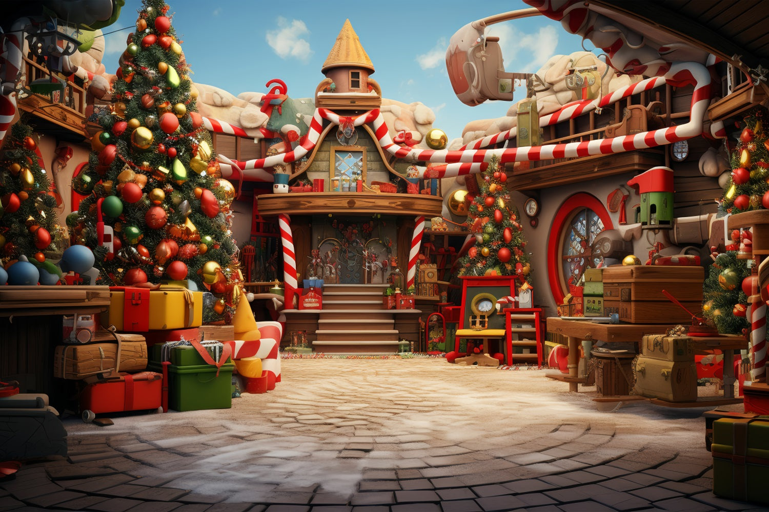 Toile De Fond Noël Atelier Du Père Noël Préparations Photographie BRP10-623