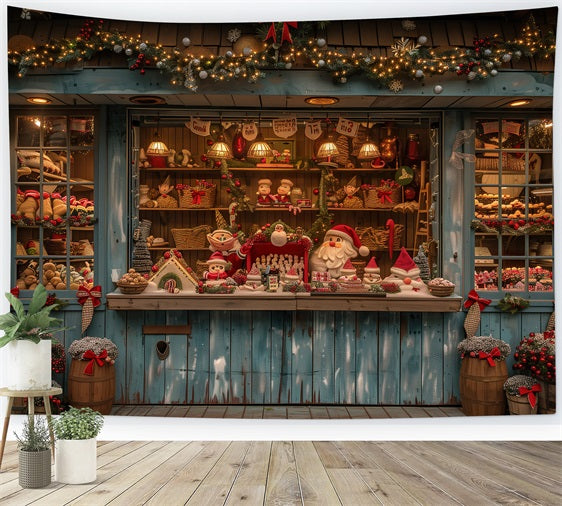 Toile De Fond Noël Atelier Du Père Noël Fabrication Cadeaux BRP10-626