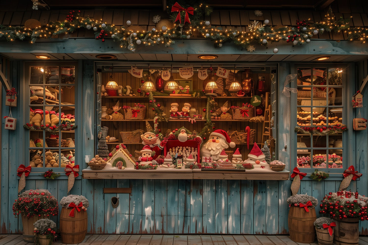 Toile De Fond Noël Atelier Du Père Noël Fabrication Cadeaux BRP10-626