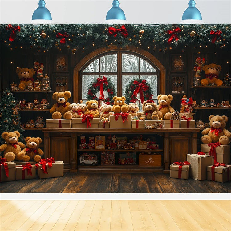 Toile De Fond Noël Vitrine Atelier Du Père Noël Scène BRP10-628