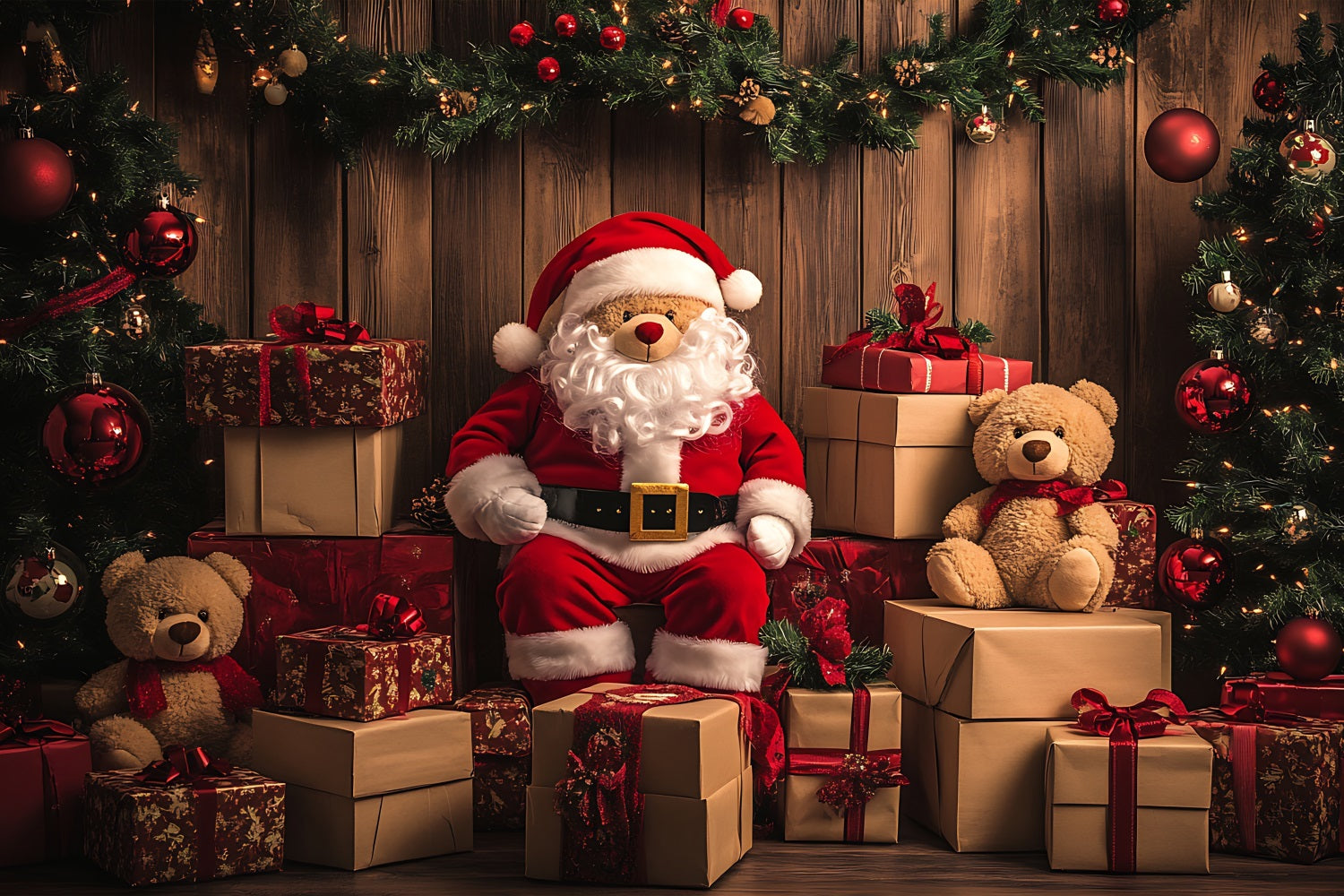 Toile De Fond Noël Atelier Du Père Noël Vitrine Cabine Photo BRP10-629