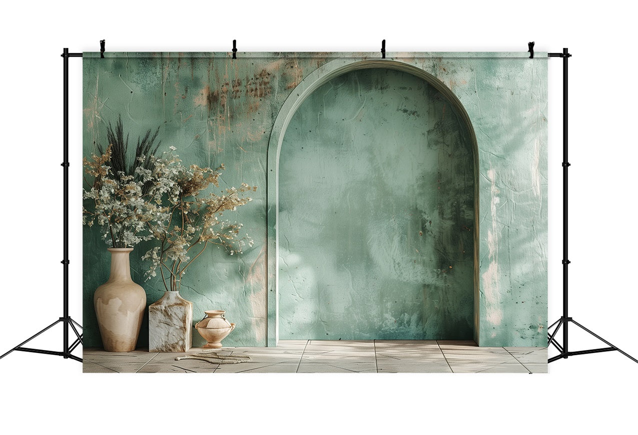 Toile de fond Cadre vert doux arche florale Boho BRP10-63