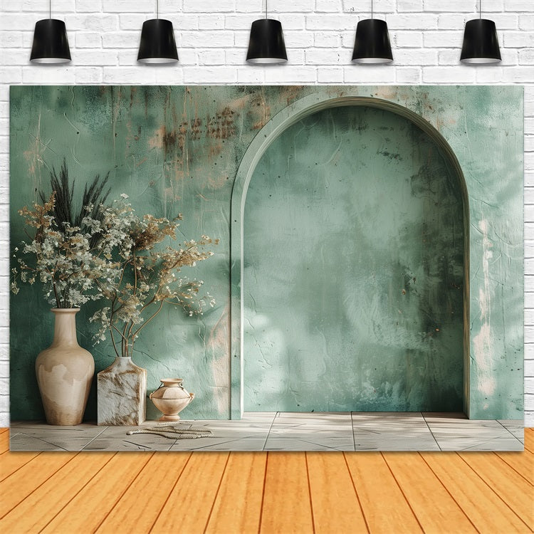 Toile de fond Cadre vert doux arche florale Boho BRP10-63