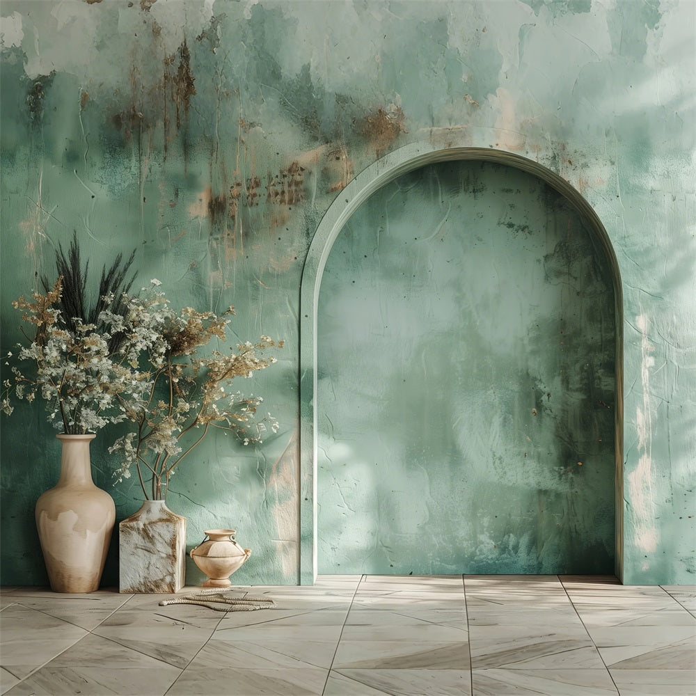 Toile de fond Cadre vert doux arche florale Boho BRP10-63