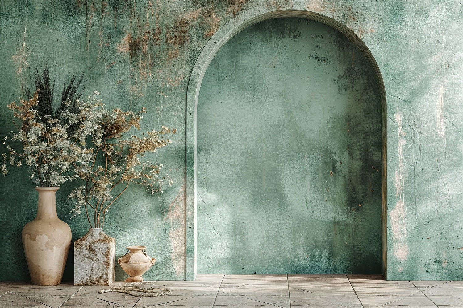 Toile de fond Cadre vert doux arche florale Boho BRP10-63