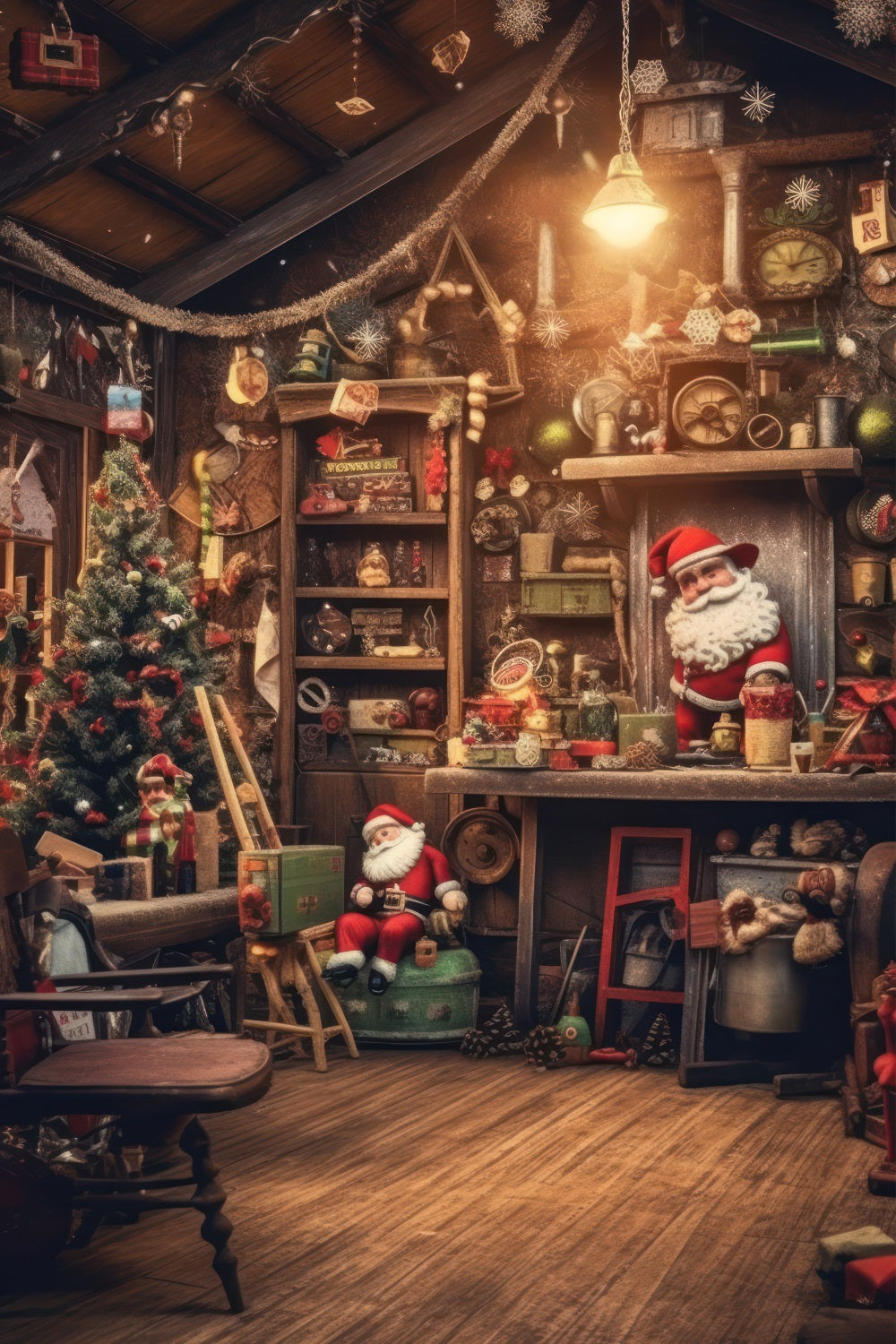 Toile De Fond Noël Atelier Du Père Noël Jouets Cadeaux BRP10-634