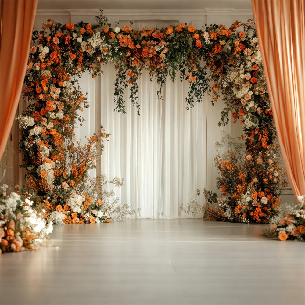 Toile de fond Arche florale de mariage élégante bohème BRP10-91