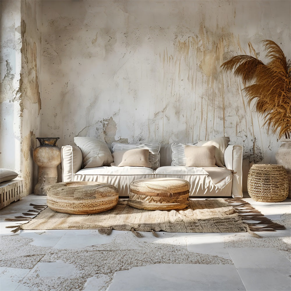 Toile de fond Salon beige douillet bohème BRP10-99