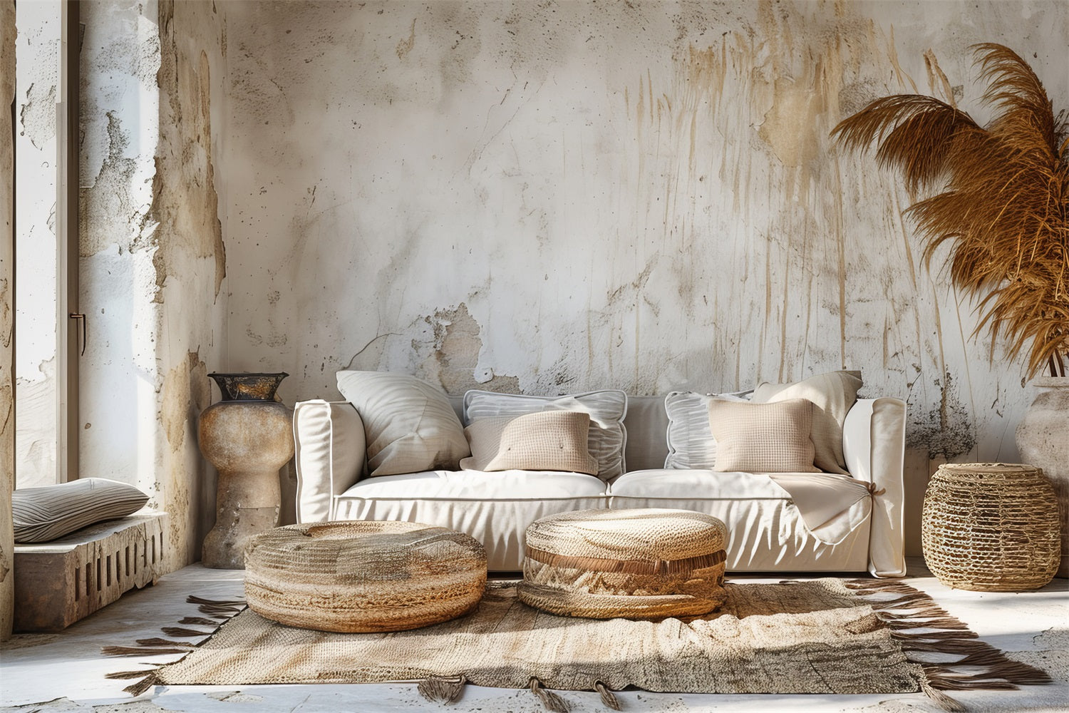 Toile de fond Salon beige douillet bohème BRP10-99