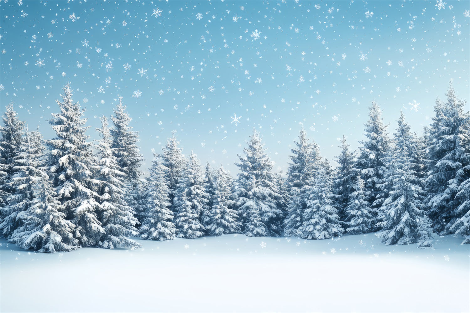Toile de fond Hiver Forêt Tranquillité Neige Flocons BRP11-17