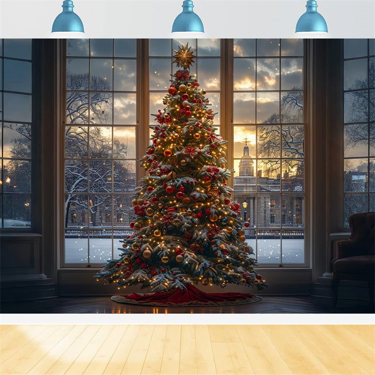 Toile de fond de Noël Arbre Élégant Fenêtre BRP11-172