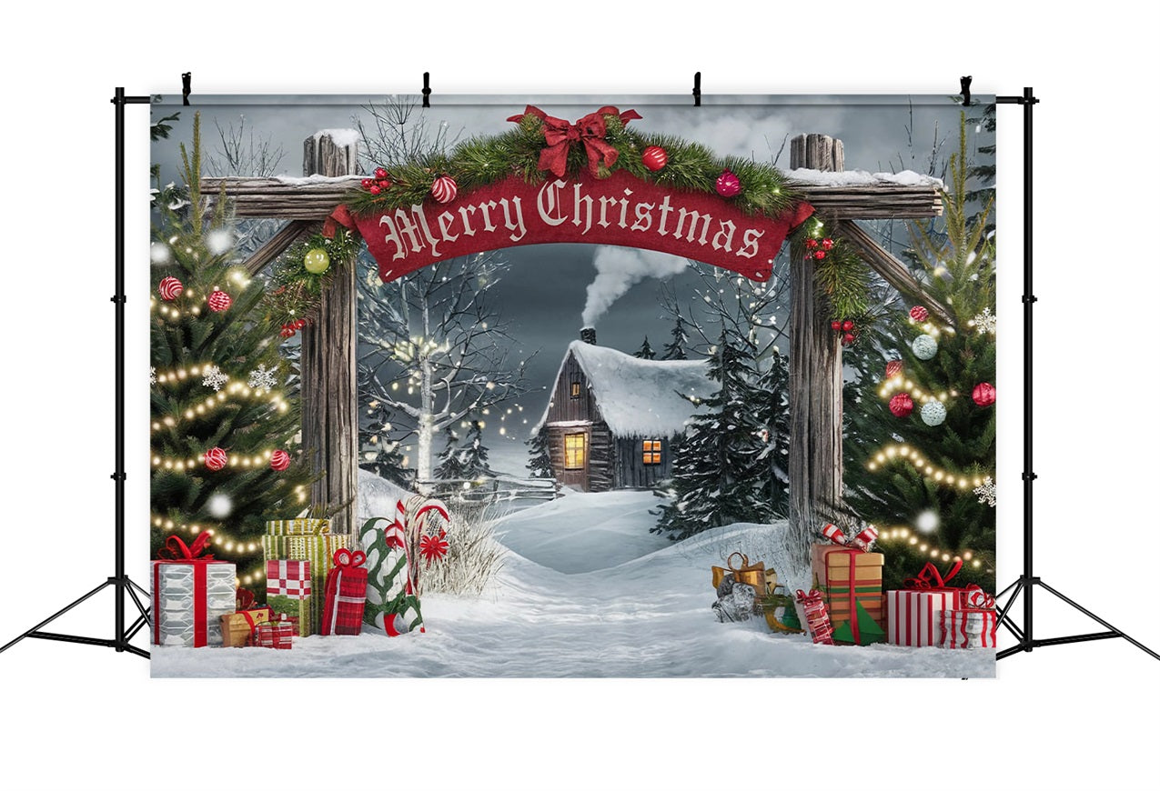 Toile de fond de Joyeux Noël Portail Cabane BRP11-181