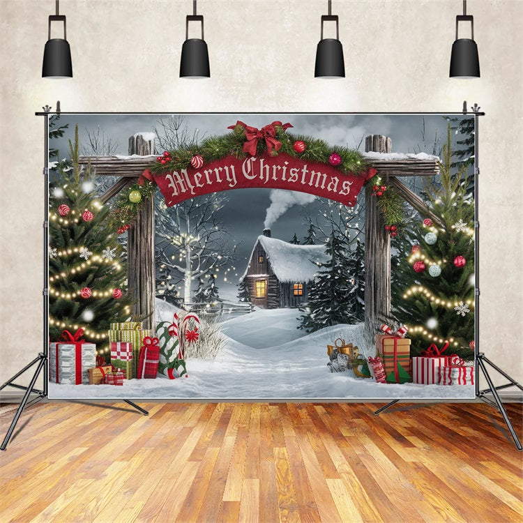 Toile de fond de Joyeux Noël Portail Cabane BRP11-181