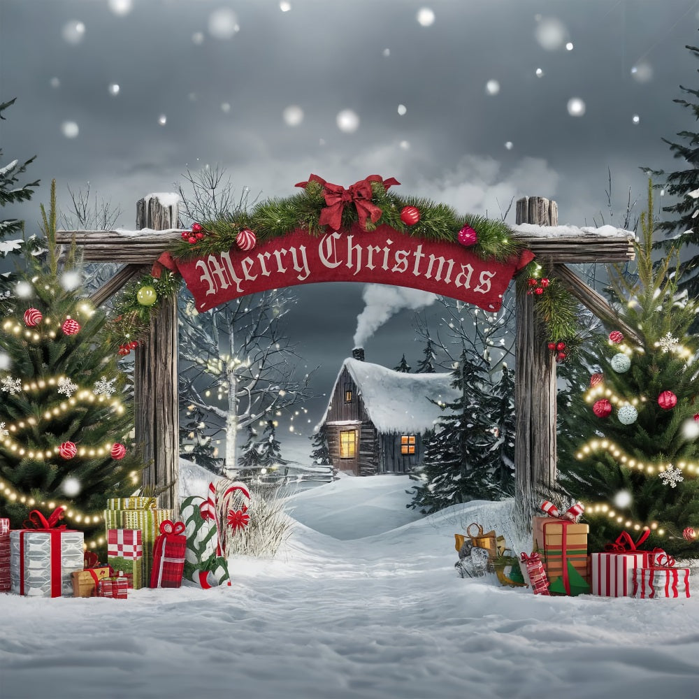 Toile de fond de Joyeux Noël Portail Cabane BRP11-181