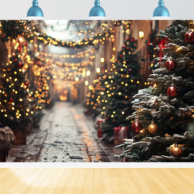 Toile de fond de Noël Lumières Allée Hivernale BRP11-182