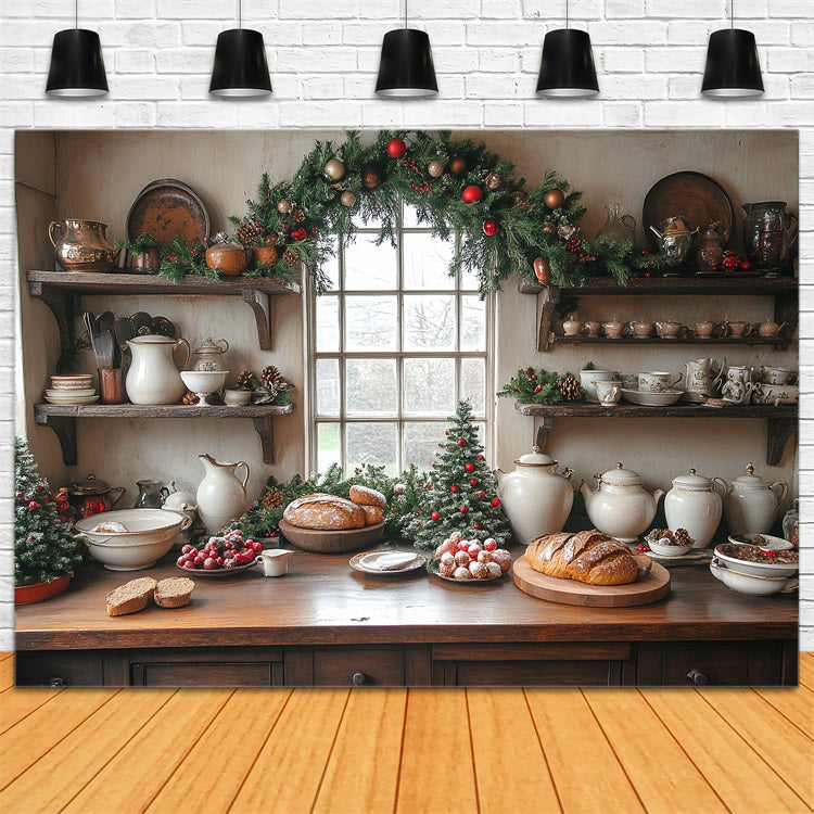 Toile de fond de Noël Cuisine Présentation Pains BRP11-196