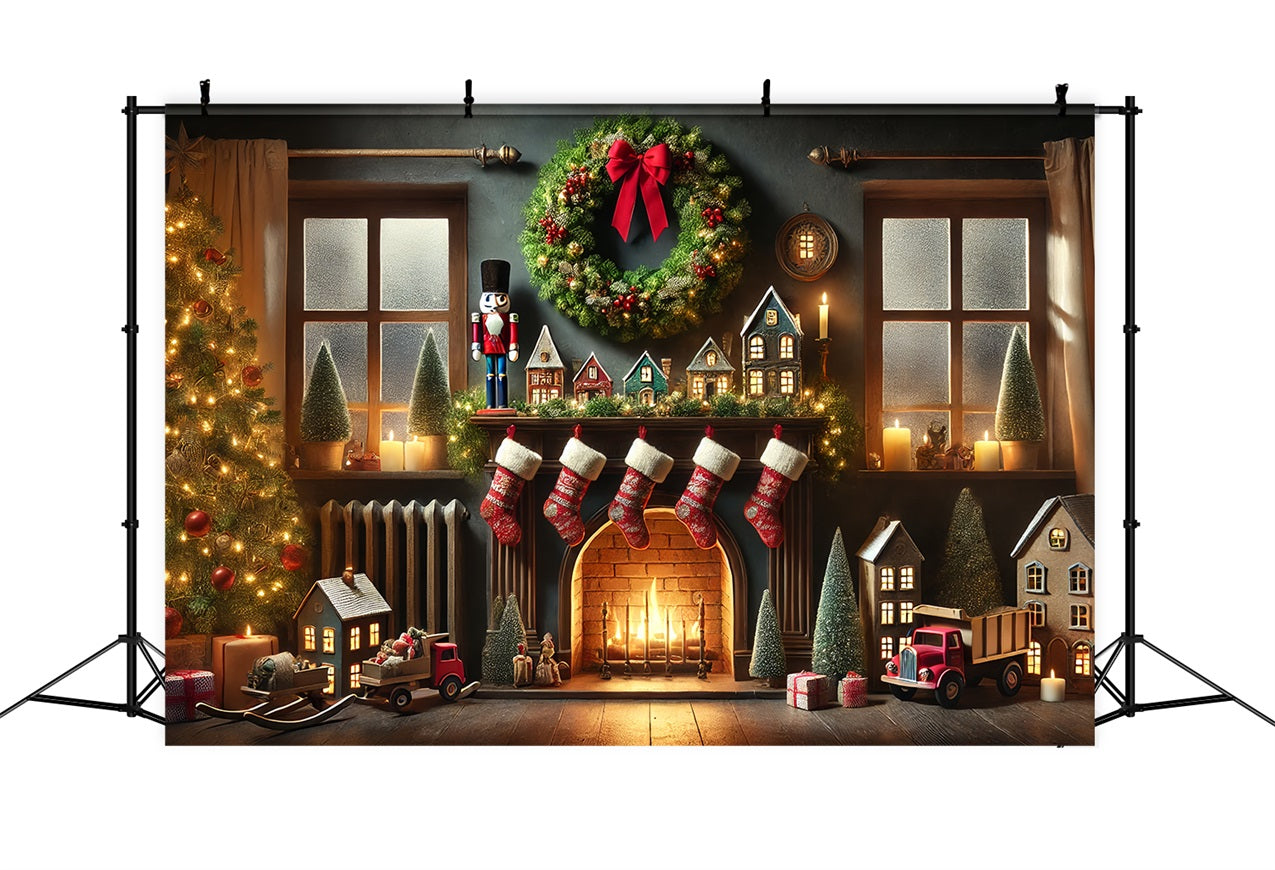 Toile de fond de Noël Photos Jouets Bas Cheminée BRP11-224