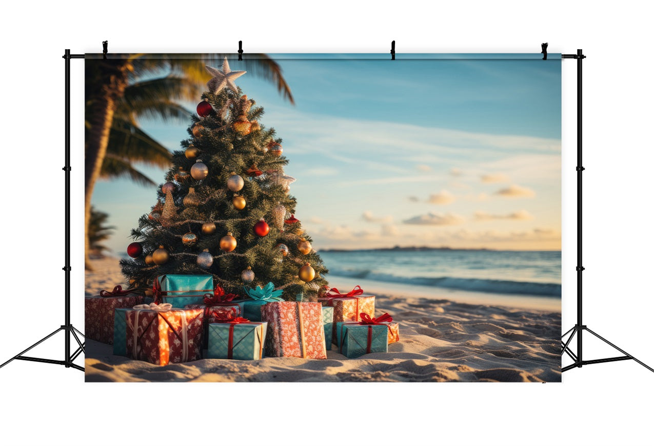 Toile de fond de Noël Arbre Plage Décor BRP11-228