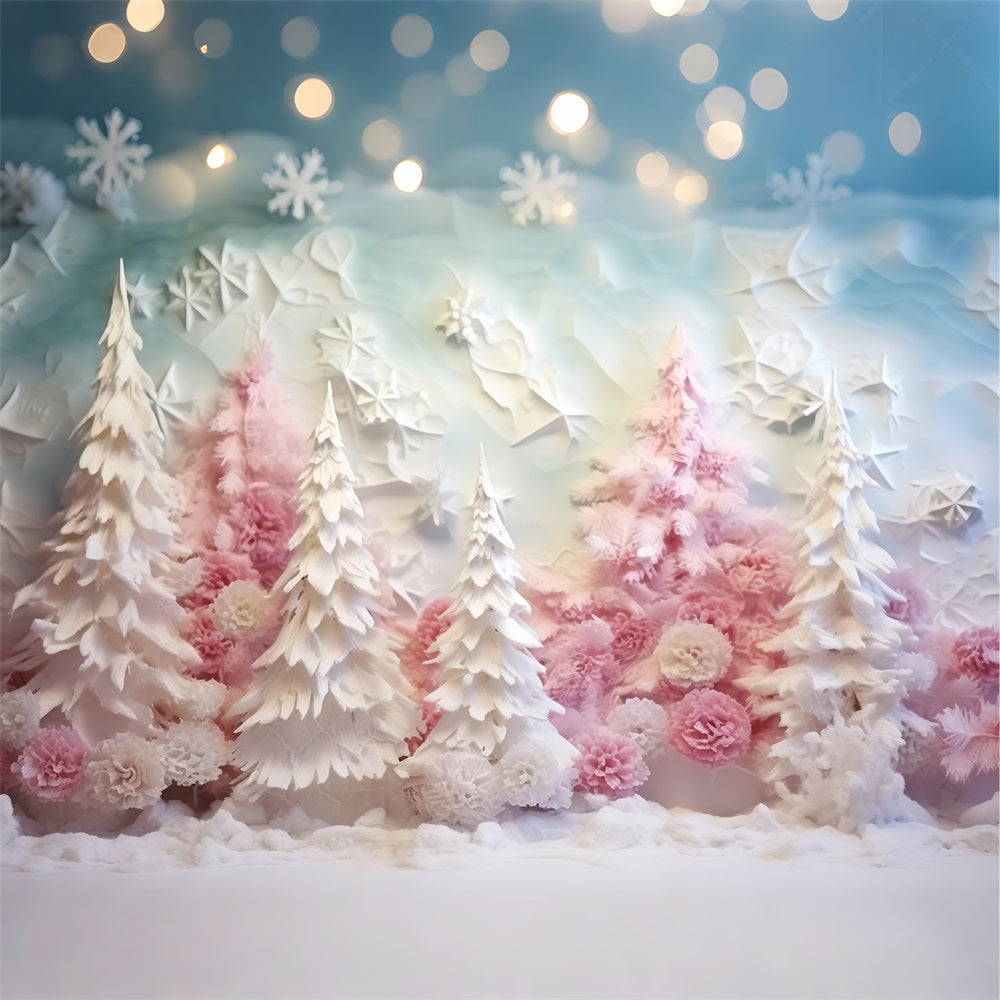 Toile de fond Hiver Forêt Givrée Pastel Rose BRP11-255