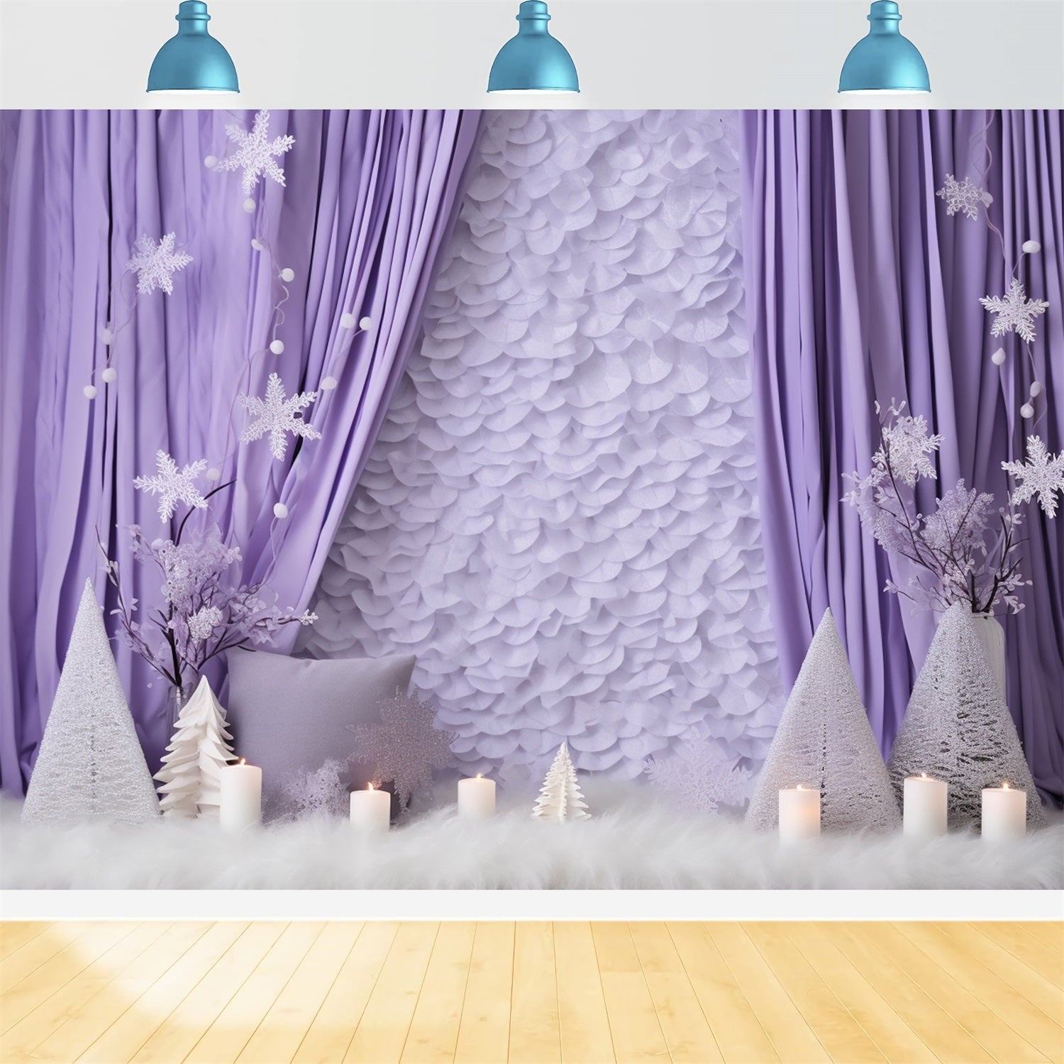 Toile de fond Hiver Scène Neige Violette Rêveuse BRP11-257